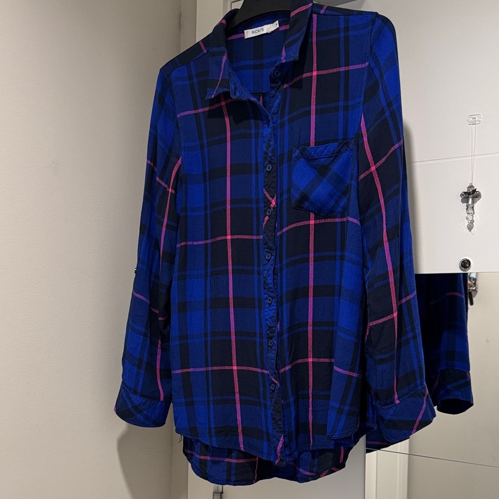 Ricki's Vibrant Plaid Shirt in Blue and Pink